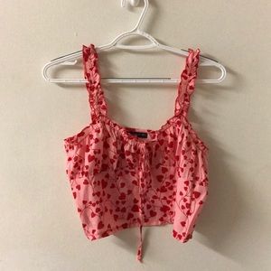 pink heart print tank top